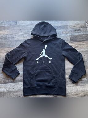 Nike Black Hoodie with White Jumpman Air Jordan Logo size large L youth sweater